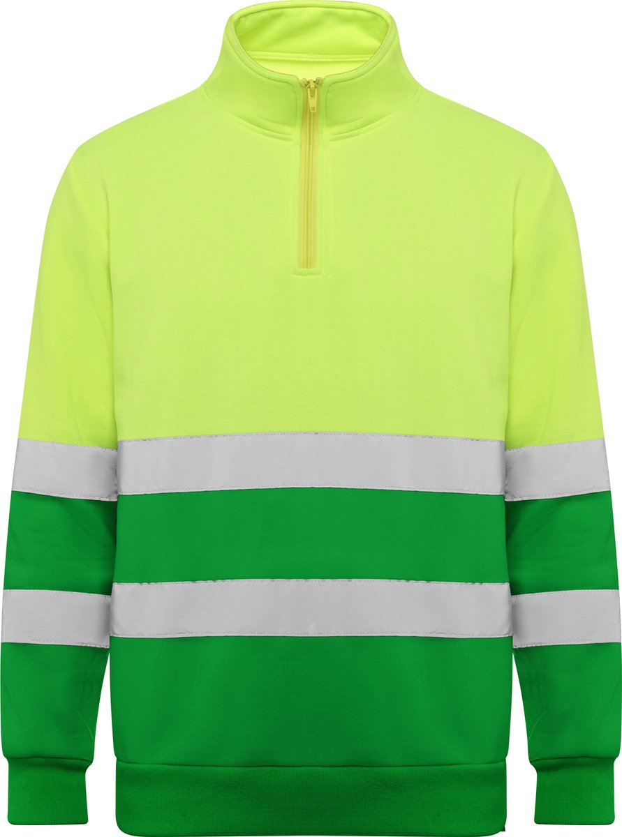 High Visisbility Fleece Shirt Garden Fluor met reflecterende strepen model Spica merk Roly Marineblauw