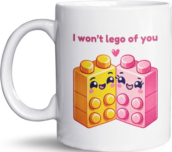 NietMokken.nl – Grappige Mok – "I Won’t Lego of You" – Lief Cadeau voor Fans van Lego – Valentijns Mok – Koffiebeker – Vaatwasser- & Magnetronbestendig - Keramische tas 325ml