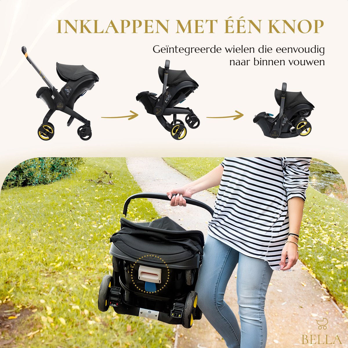 BELLA - 3 in 1 Kinderwagen + Autostoel en Buggy in één - afbeelding 2