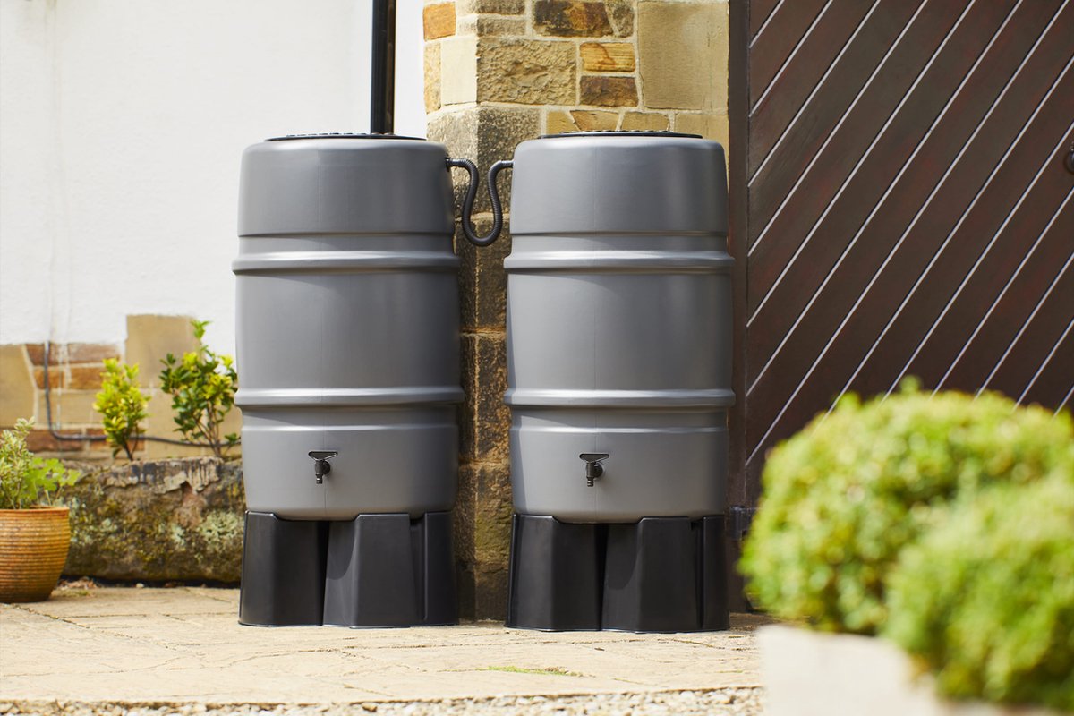 Harcostar Set récupérateur 227 litres - Gris - avec socle et collecteur
