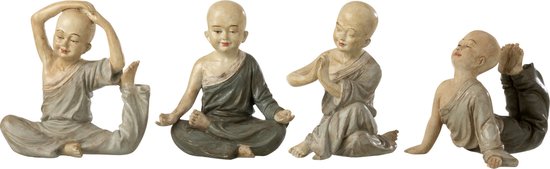 J-Line figurine Moine Yoga - polyrésin - gris - small - 4 pcs