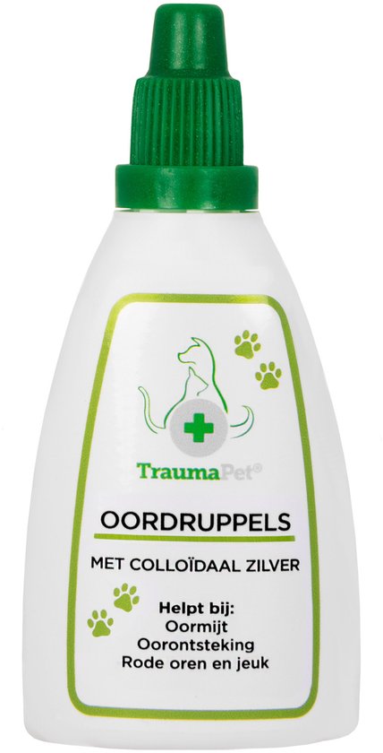 TraumaPet Oordruppels met Colloïdaal Zilver | Hond | Kat | Bij jeuk | Oormijt | Ontstekingen | Gisten | Preventieve reiniging | Dieren