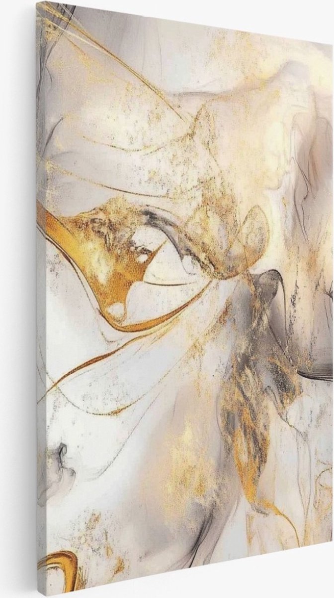 Saammp Canvas Schilderij - Goud vloeibaar - Abstract - 30x40 - Foto op canvas - Wanddecoratie - Muurdecoratie Woonkamer - Slaapkamer decoratie - Canvas Print Multicolor
