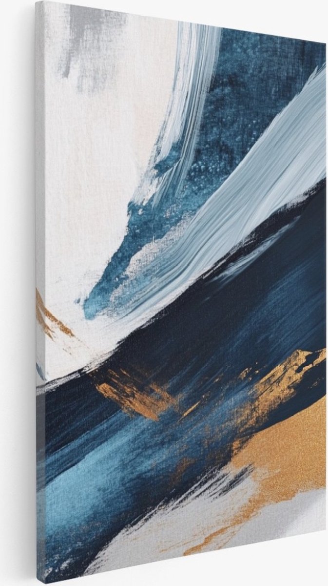 Saammp Canvas Schilderij - Blauw - acrylverf - Abstract kunstwerk - 30x40 - Foto op canvas - Wanddecoratie - Muurdecoratie Woonkamer - Slaapkamer decoratie - Canvas Print Multicolor