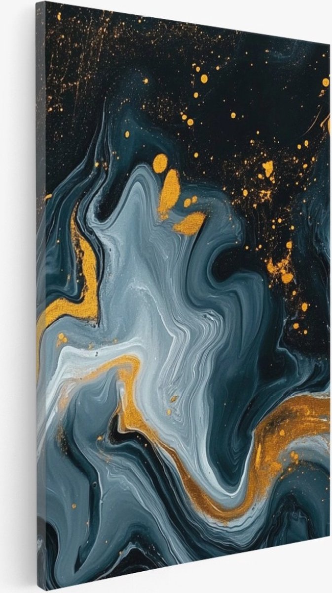 Saammp Canvas Schilderij - Vloeibaar - Blauw - Abstract kunstwerk - 30x45 - Foto op canvas - Wanddecoratie - Muurdecoratie Woonkamer - Slaapkamer decoratie - Canvas Print Multicolor