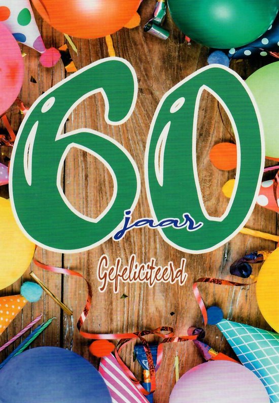 Verjaardagskaart 60 Jaar - Wenskaart Verjaardag - Kaart 60 Jaar