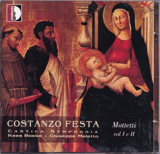 Albumhoes: Madonna met kind, Sint Jozef en Johannes de Doper. 'Costanzo Festa Mottetti vol I e II'.