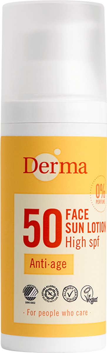 Goedkoopste Derma Sun Zonnelotion - Anti-aging - SPF50 - 50 ML - Hyaluronzuur - Hypoallergeen - Gevoelige Huid