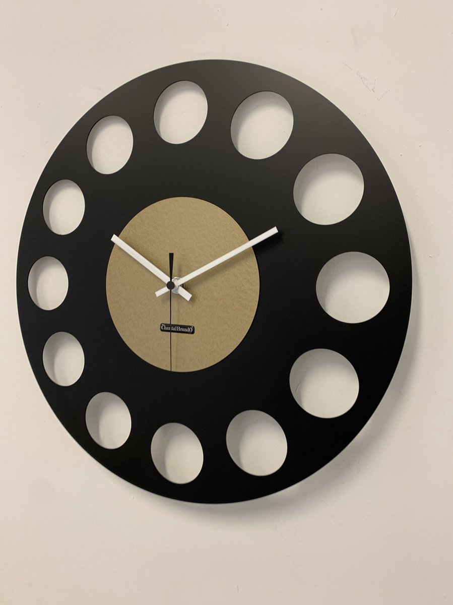 ChantalBrandO Wandklok MARAVAL Black & Gold XL Modern Design