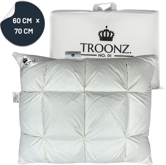 Troonz® Hoofdkussen Morena Dons Royal - Ergonomisch Comfortabel Kussen – – Donzen Hoofdkussen – 60 x 70 cm.