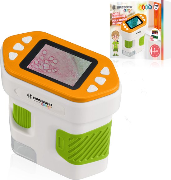 Foto: Bresser junior microscoop handmicroscoop draagbaar neem hem mee naar buiten 