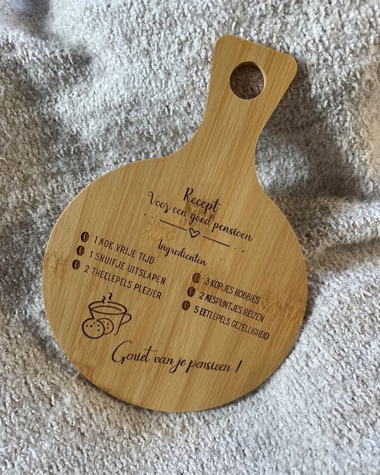 Een recept voor een goed pensioen - Houten serveerplank - Serveerplank- Gegraveerd