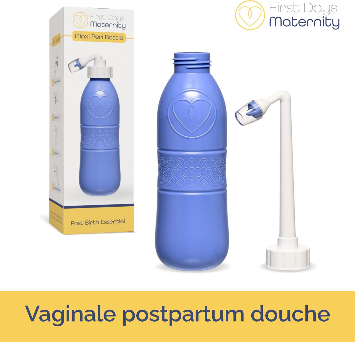 Maxi Peri bottle - postpartum spoelfles- perineum douche - vaginale douche - blauw - 650ml - First Days Maternity