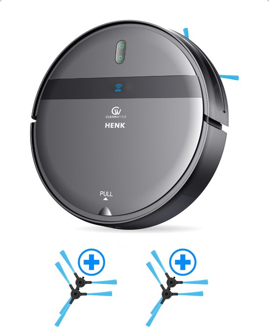 CleanWise Henk + 4 zijborstels - Robotstofzuiger met dweilfunctie - Dweilrobot - Laadstation - Geschikt voor Huisdieren
