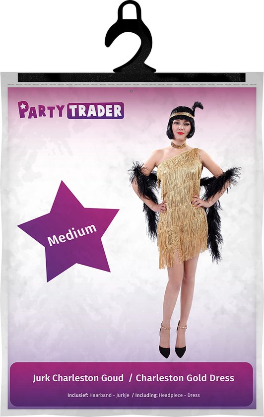 Robe Charleston - outfit Great Gatsby - Robe années 1920 - Déguisements - Costume de carnaval - Or - Femmes - Taille M