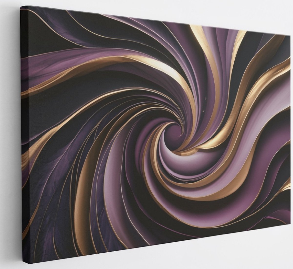 Saammp Canvas Schilderij - Paars goude vormen - Abstract - 60x40 - Foto op canvas - Wanddecoratie - Muurdecoratie Woonkamer - Slaapkamer decoratie - Canvas Print Multicolor
