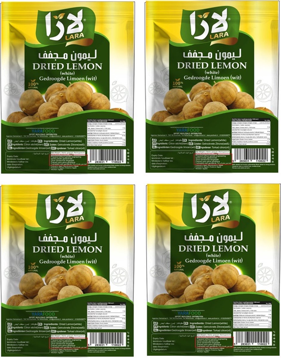 Lara Multipak Gedroogde Limoen Wit 4 x 150 Gram