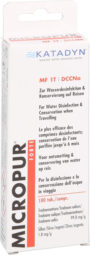 Micropur Forte MF 1T, waterzuiveringstabletten, 100 tabletten, Katadyn.