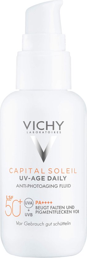 Vichy Capital Soleil UV-Age Daily SPF50+ - Zonnefluide Dagelijkse Bescherming - Gezicht - Niacinamide (Vitamine B3) en Peptiden - 40ml