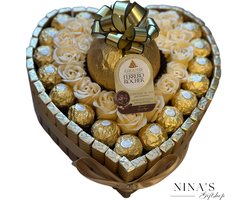 XL Valentijn Cadeau - Valentijn Cadeautje voor Haar - Valentijn Cadeau voor Vrouw - Geschenk Vrouwen - Cadeau voor Haar - Chocolade Cadeau - Merci - Ferrero Rocher - Chocolade Hart - Moederdag Cadeautje - Kerstcadeau - Verjaardag Cadeau Vrouw