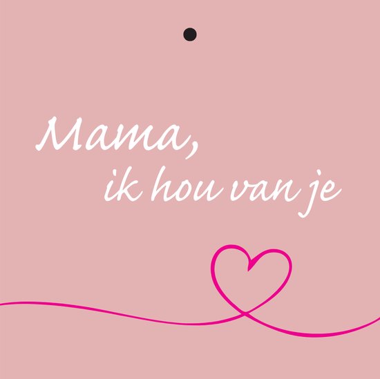 Cadeaukaartje - “Mama ik hou van je” - 20 Stuks - 7mm x 7mm - Wenskaartje - Met boorgaatje - Serie: GOLDY - Metallic goud relief - Kadokaartjes