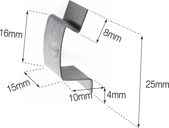 ALM RVS 'G' clips glasklemmen - set van 25 stuks - voor glas van tuinkas broeikas en serre - glasclips