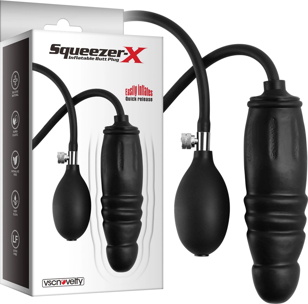 vscnovelty® Squeezer-X Inflatable Penis Butt Plug