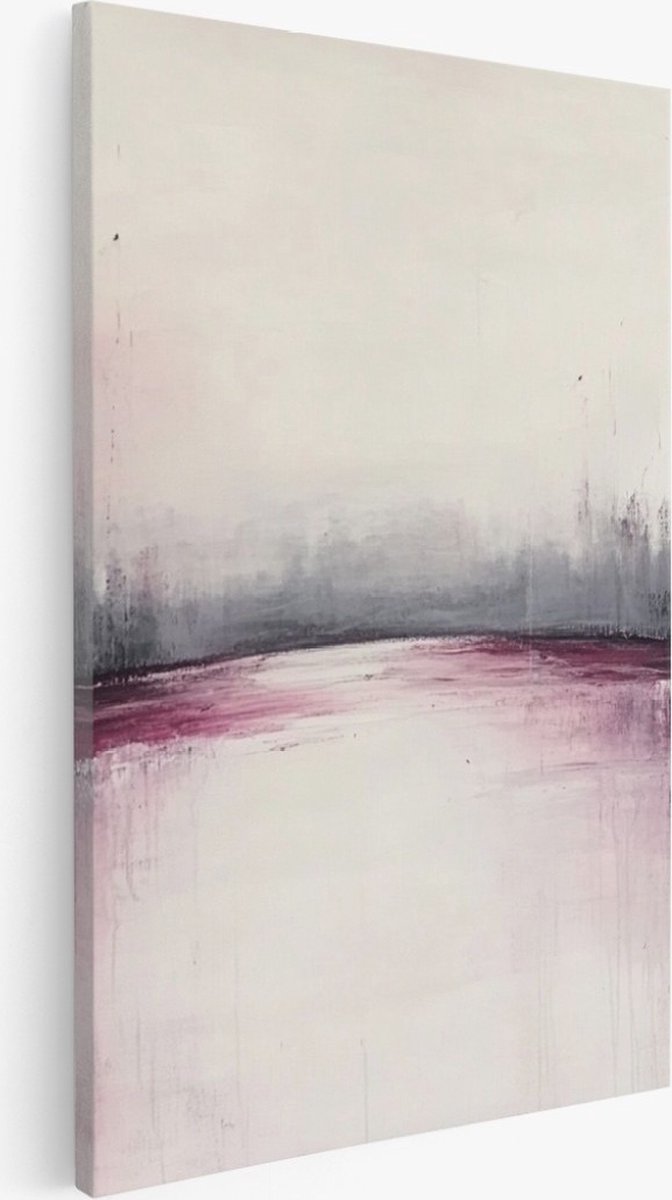 Saammp Canvas Schilderij - bordeaux rood - minimalistische kunst - Abstracte - 50x70 - Foto op canvas - Wanddecoratie - Muurdecoratie Woonkamer - Kantoor Decoratie Multicolor
