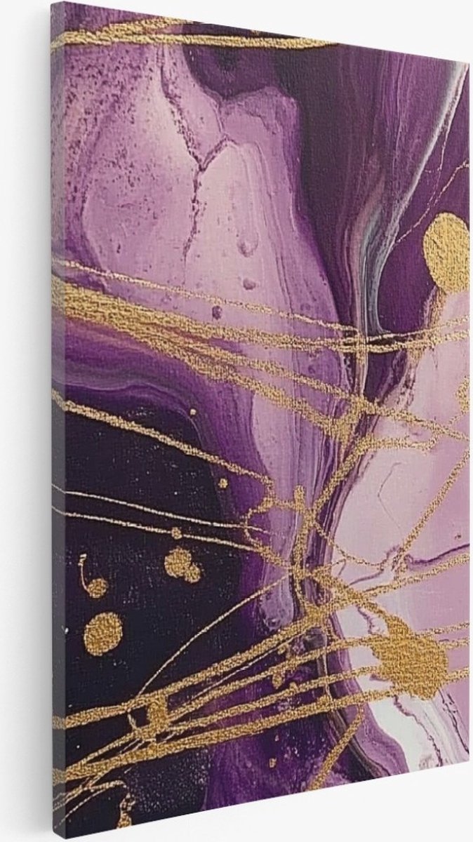 Saammp Canvas Schilderij - Paars marmer - Abstract kunstwerk - 75x100 - Foto op canvas - Wanddecoratie - Muurdecoratie Woonkamer - Slaapkamer decoratie - Canvas Print Multicolor