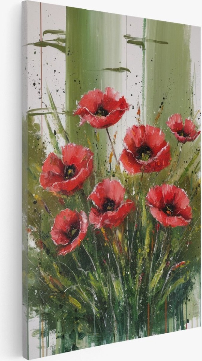 Saammp Canvas Schilderij - Rode Rozen - Bloemen - Abstract - 40x50 - Foto op canvas - Wanddecoratie - Muurdecoratie Woonkamer - Kantoor Decoratie Multicolor