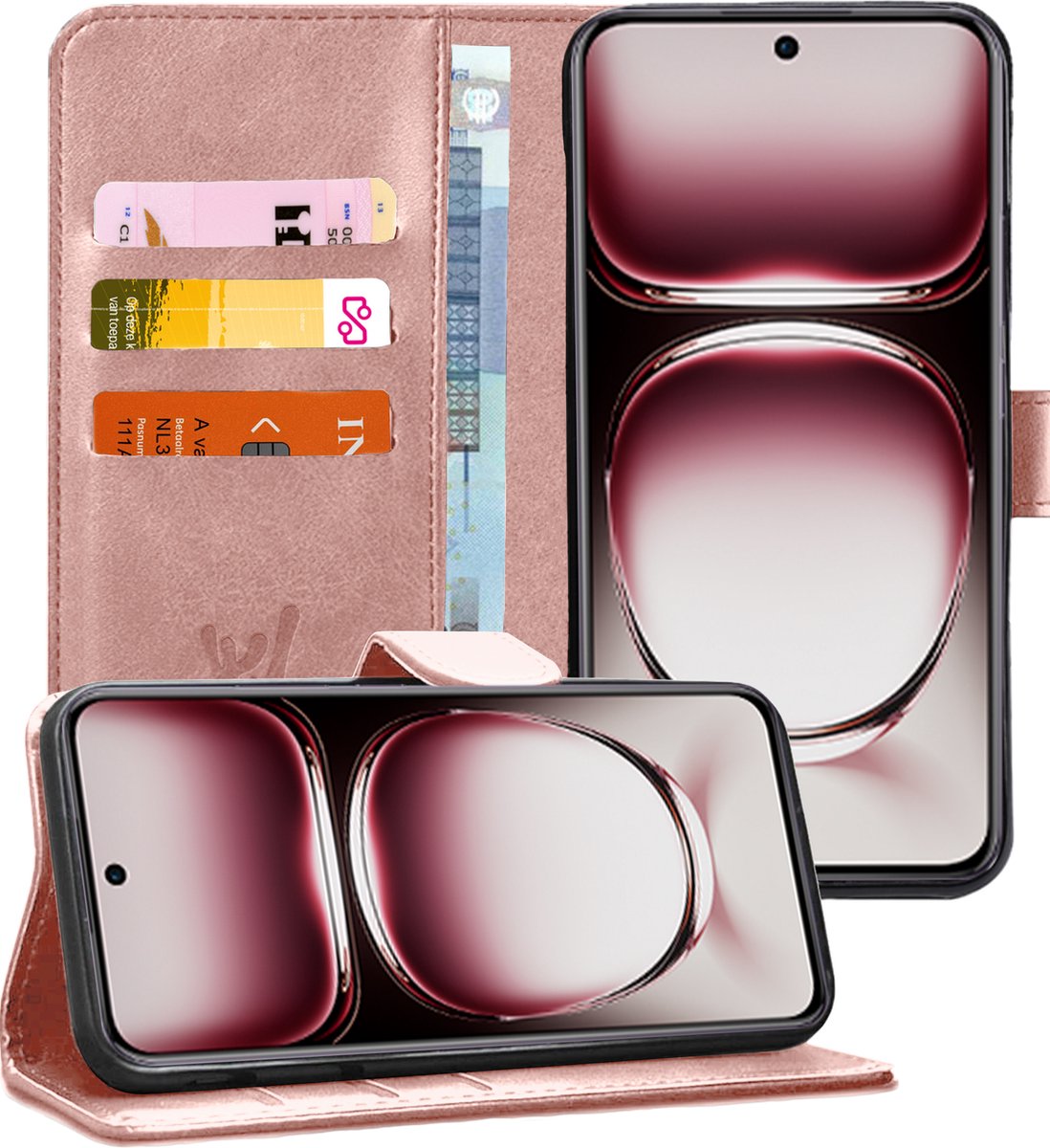 Hoesje geschikt voor Oppo Reno 12 - Portemonnee Book Case Rosegoud