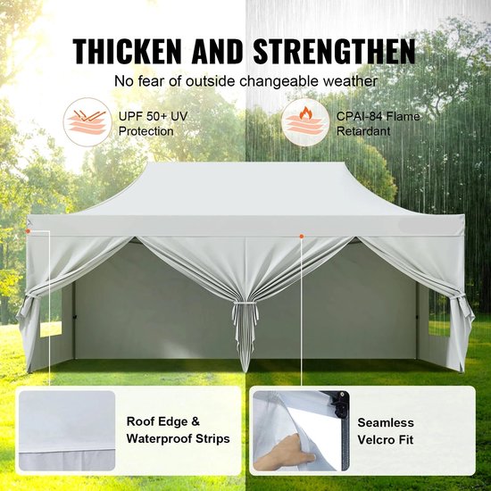 Tent - Luifel - Campingtent - Partytent - Pop-up luifel - Instant luifel - Verwisselbare zijwanden - Draagbaar - Gazebo UV-bestendig - Waterdichte tenten voor buitenevenementen Party - 10x20ft - Zilver van Merkloos — afbeelding 3