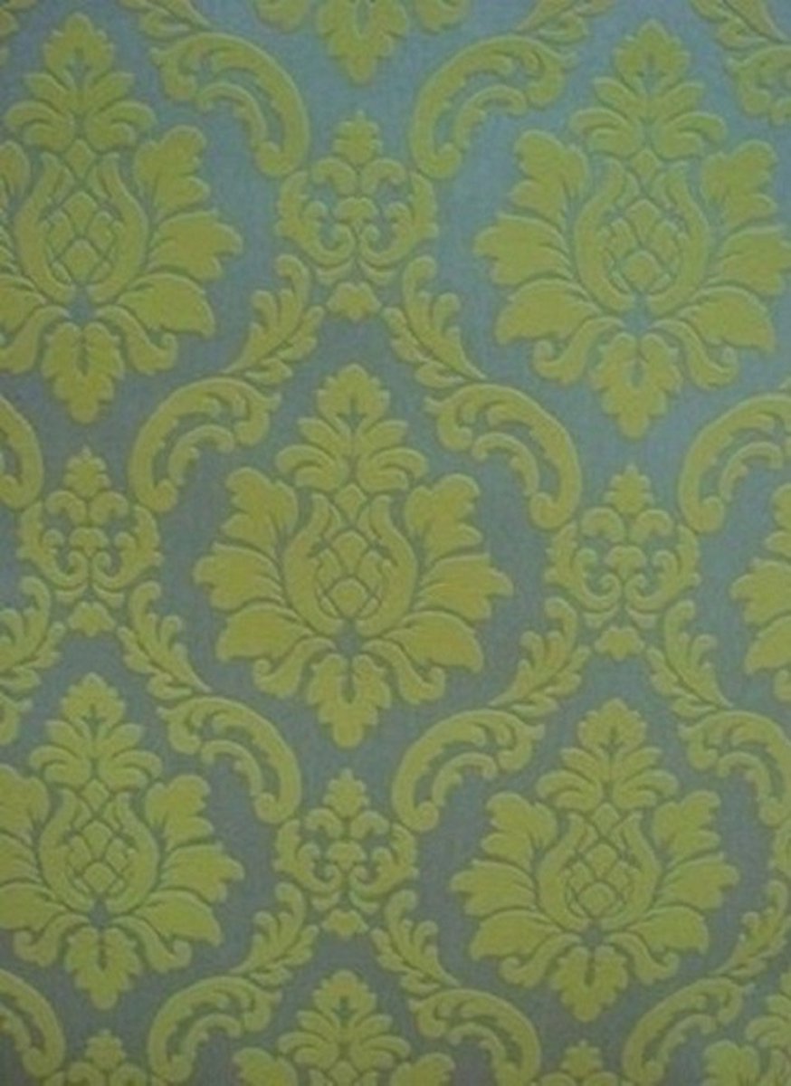 lime groen zilver barok behang 08521-10