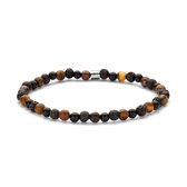 Frank 1967 Junior - 7FJB-0030- S - bracelet perles garçon - perles de lave mates, agate noire et oeil de tigre - 4 mm - 15 cm