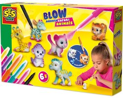 foto van SES Creative - Blow Airbrush Pens - Safari Dieren - Knutselen Meisjes - 6 Pennen en Dieren - Herbruikbaar - Vanaf 5 jaar