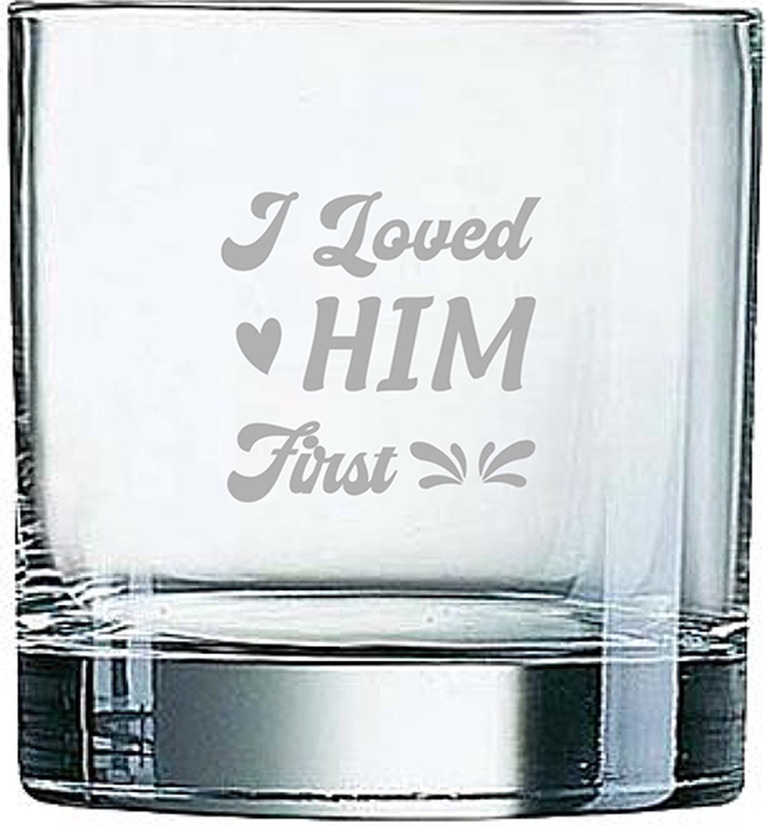 Gegraveerde Whiskeyglas 38cl I loved him first