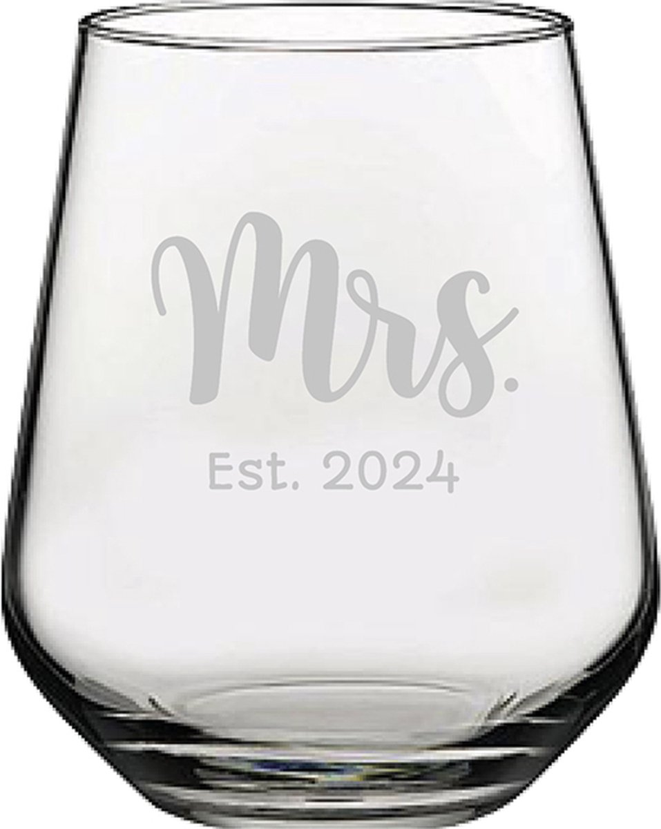 Gegraveerde drinkglas 42,5cl Mrs. Est. 2024