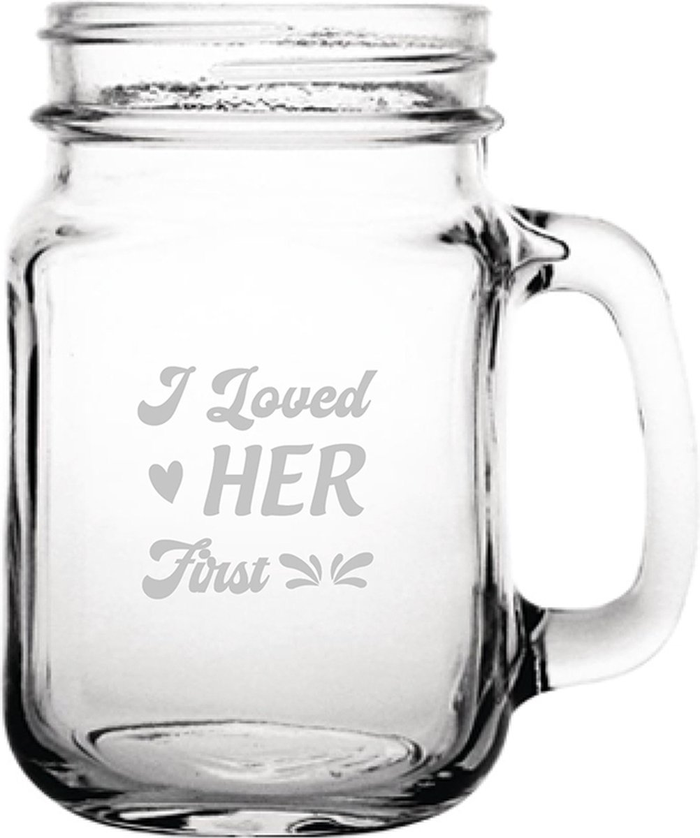 Gegraveerde drinkglas 45cl I loved her first