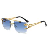 Zonnebril Blauw | Rimless Glasses | Oversized | Frameloos Zonnebril| Trendy Eyewear voor Heren en Dames | Randloze Zonnebril | Heren/ Dames bril | zomerbril/ bril/ brillen | Heren zonnebril / zonnebril zonder rand | zomer bril | Randloze bril
