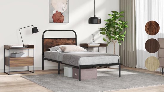 vidaXL - Tête de lit - 200 - cm - acier - et - bois - traité - couleur chêne sonoma