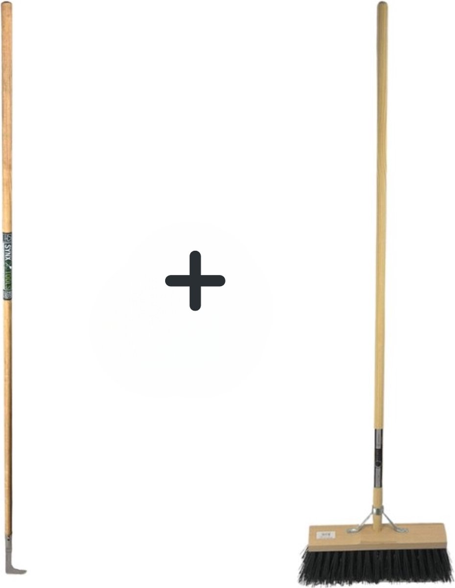 Synx Tools Voegenmes 150cm en Nylon Straatbezem 40cm - Tuingereedschappen - Voegenmes - Straatbezem - Nylon