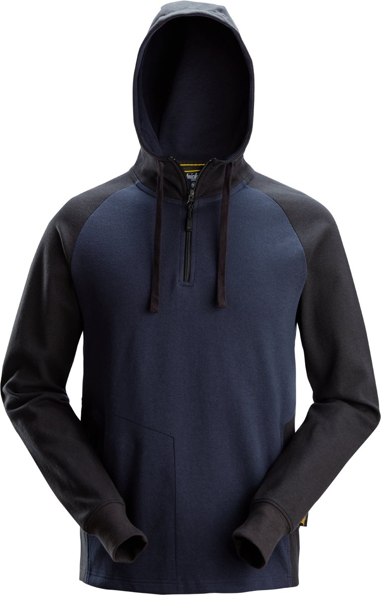 Snickers 2842 Tweekleurige Hoodie met Halve Rits - Donker Blauw/Zwart - XL