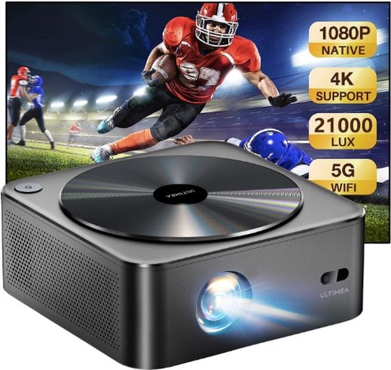 Stemily Beamer - 21.000 Lumen - Wifi - Bluetooth - 1080P Full HD - Streamen - iOS & Android - HDMI - Kabel - Afstandbediening