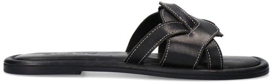 Sacha - Dames - Zwarte leren slippers - Maat 39