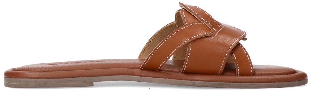 Sacha - Dames - Cognac leren slippers - Maat 38