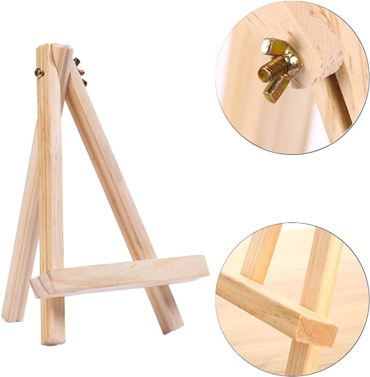HAKZEON 4 stuks 40 x 20 cm houten tafelschildersezel, mini-ezel met beweegbare bar, verstelbare houten schildersezelstandaard voor schilderijen, tekeningen, ingelijste foto's, borden