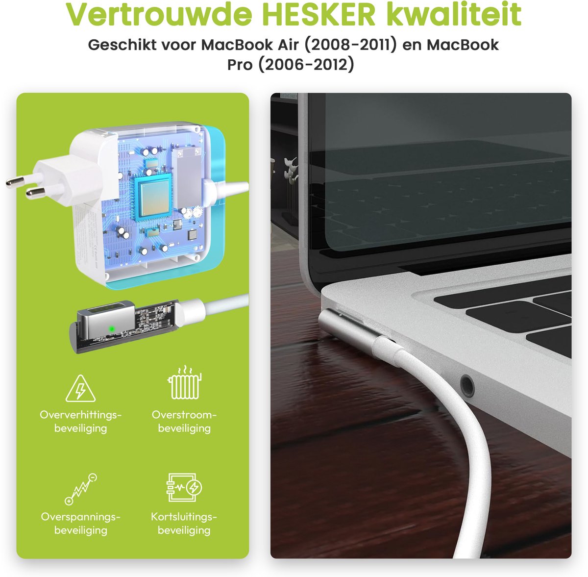 60W MagSafe 1 Oplader MacBook Pro 13 Inch A1344 L-vorm Adapter Snelle Veilige Stroomvoorziening - Afbeelding 2