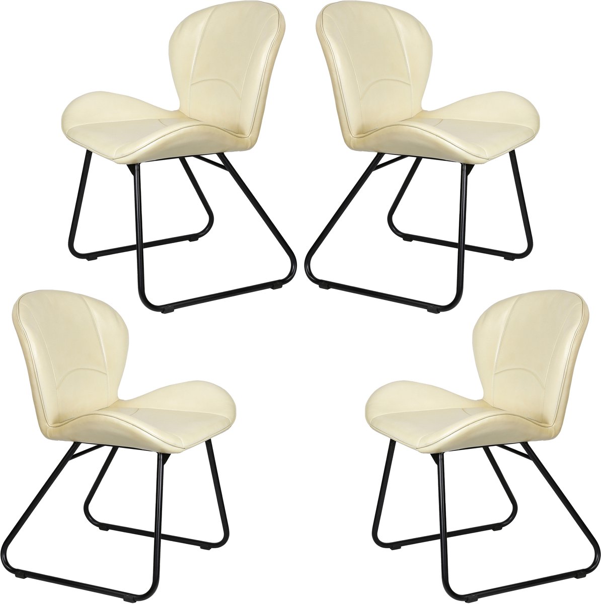Casa Moro Moderne eetkamerstoelen van beige echt leer – comfortabele vergader- & bezoekersstoelen Lederstuhl Beige
