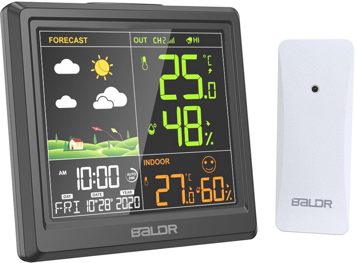 Draadloos Weerstation met Temperatuur, Vochtigheid en Luchtdrukmeting - LED Display en Alarmfunctie