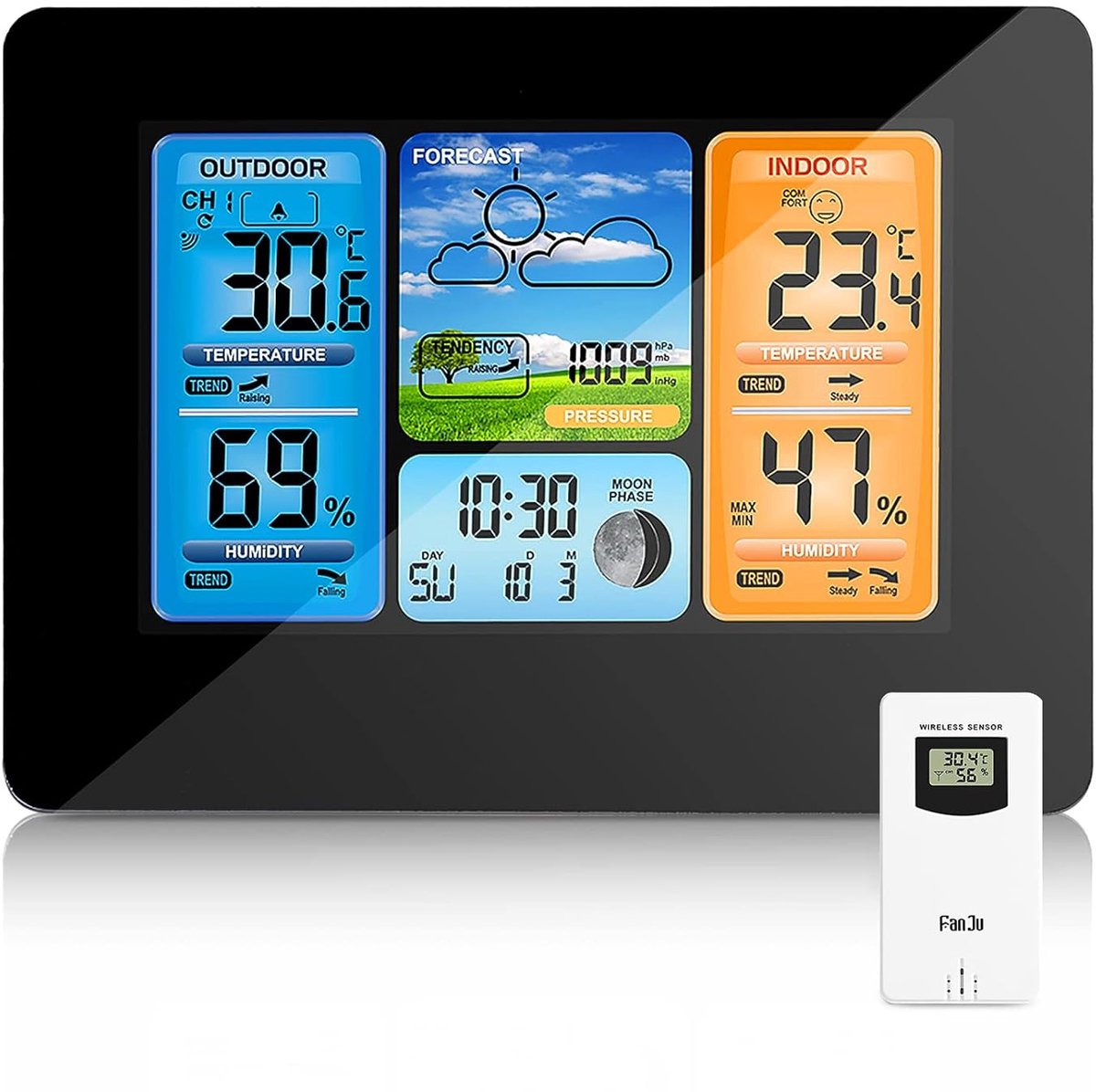 Digitale Draadloze Weerstation met Temperatuur, Luchtvochtigheid, Alarm en Kleurvoorspelling